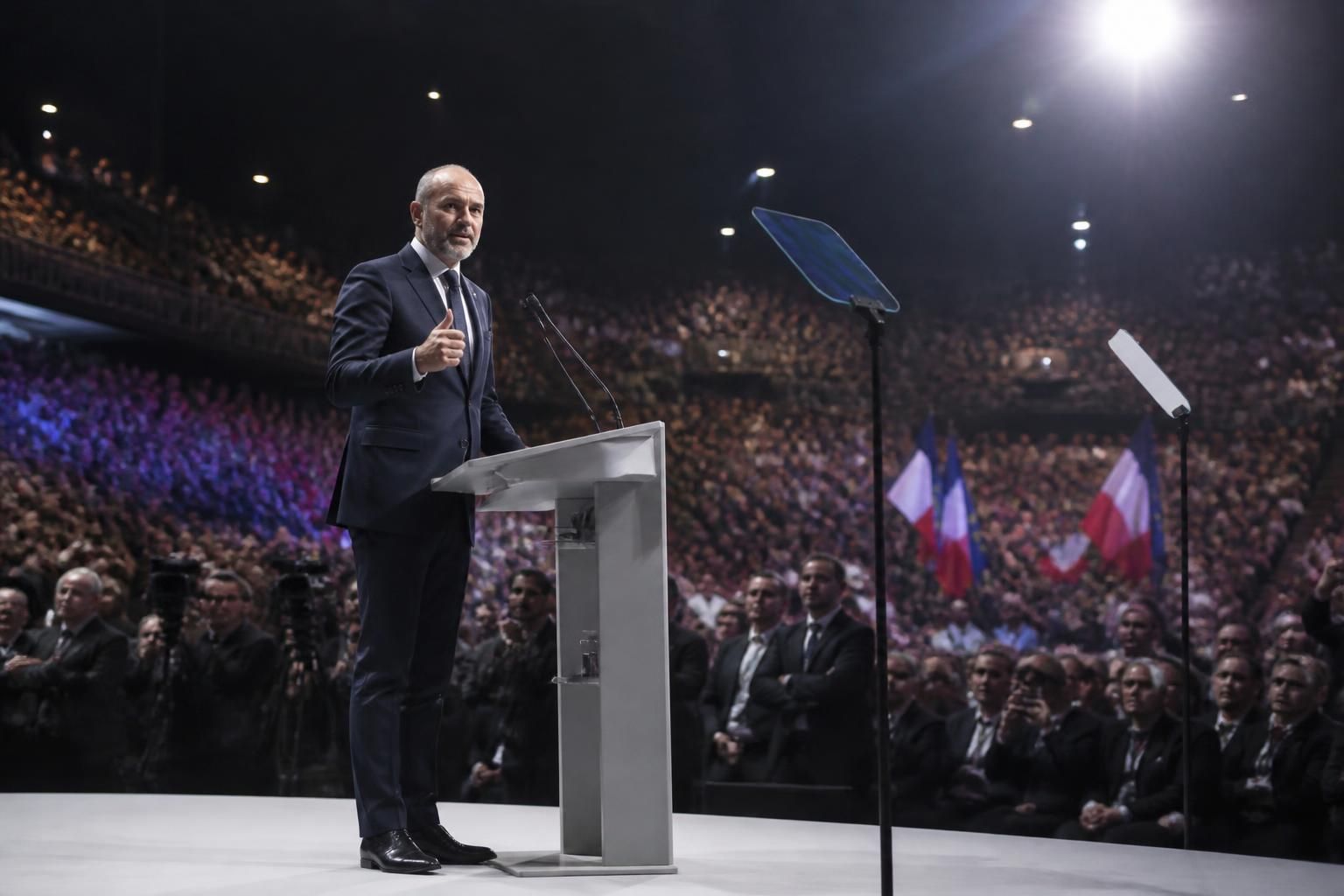 revivez le premier grand meeting de campagne d'édouard philippe à l'adidas arena de paris, rassemblant plusieurs milliers de participants et élus, avec un discours captivant d'1h15 diffusé en direct par europe 1 et l'afp.