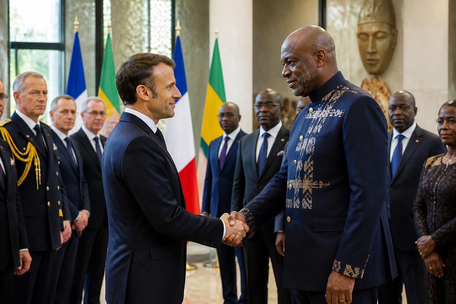 analyse des enjeux diplomatiques et politiques autour de la réception prestigieuse d'emmanuel macron à brice oligui nguema, hôte gabonais, dans le contexte complexe de la françafrique.