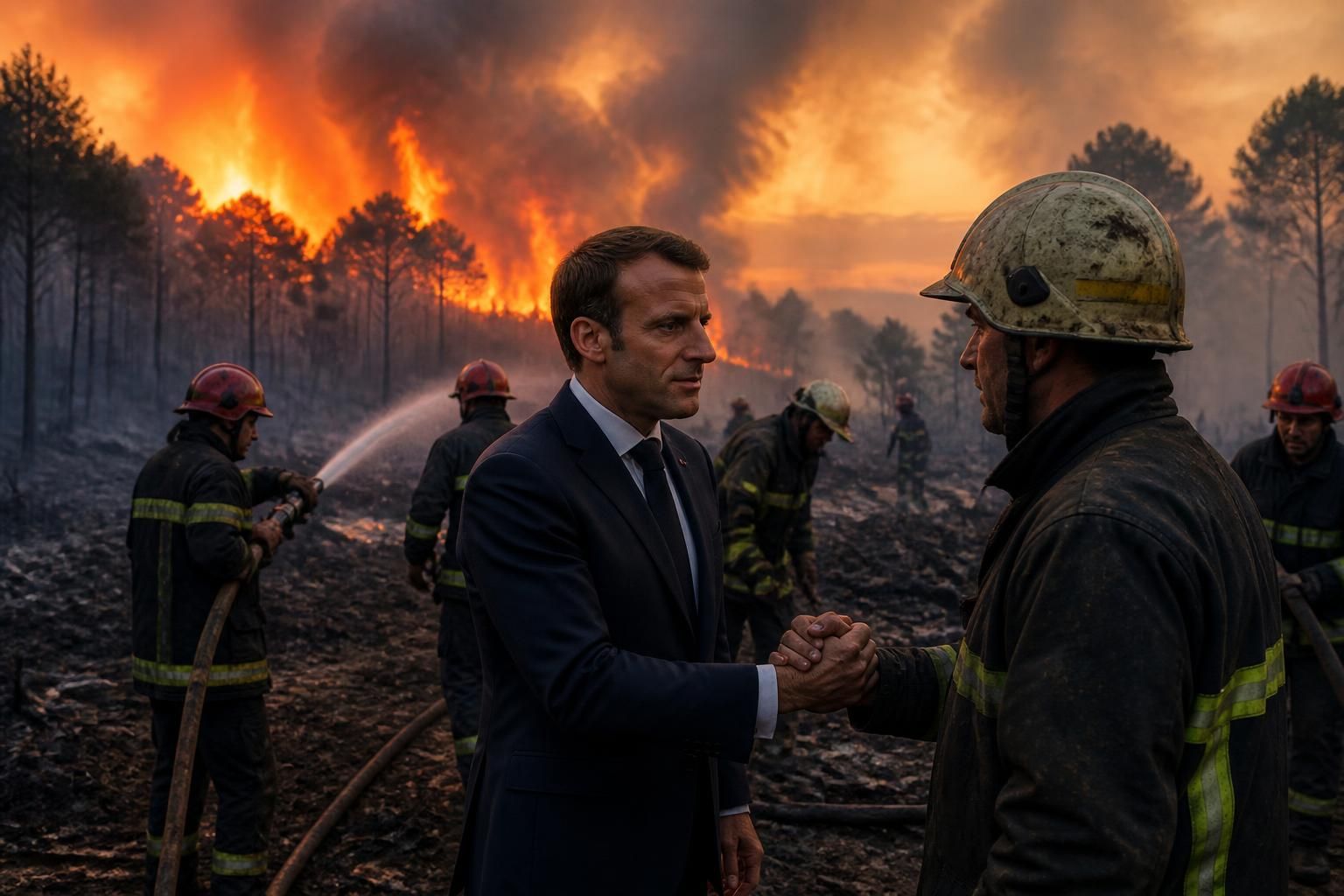 incendie en gironde : macron rend hommage aux efforts déployés face à une résurgence dévastatrice, soulignant la résilience des secours et des habitants.
