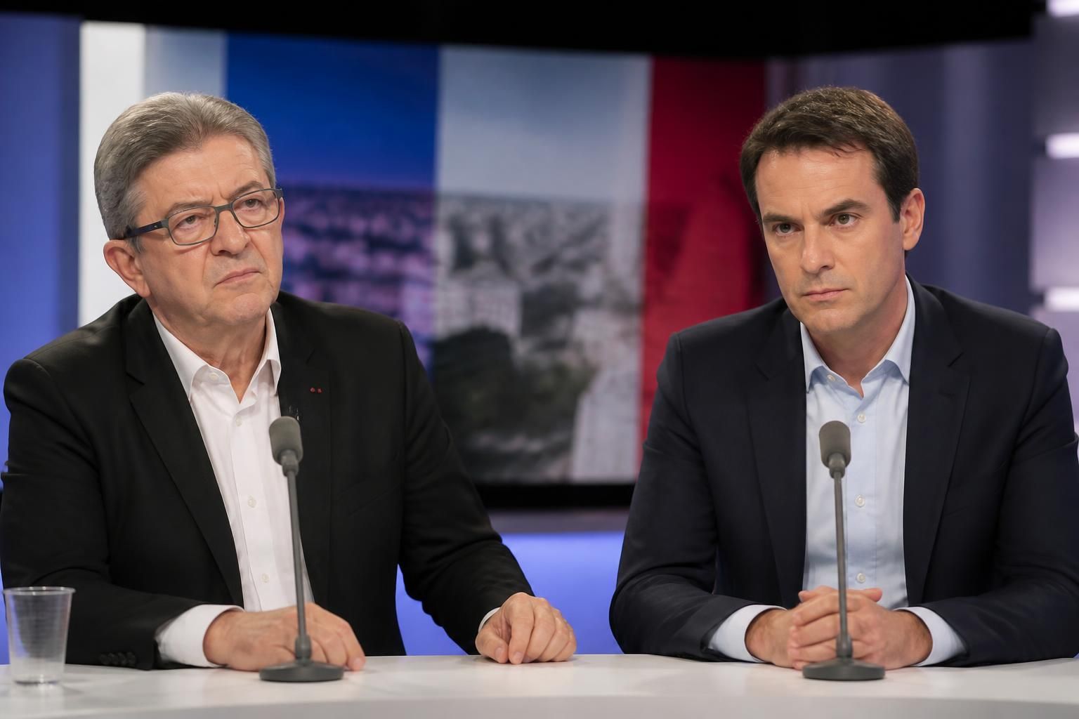 jean-luc mélenchon et manuel bompard de la france insoumise s'expriment sur le plateau de franceinfo concernant le concert à grenoble, partageant leurs points de vue et analyses.