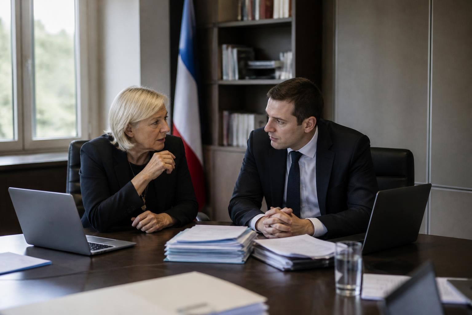 marine le pen et jordan bardella tiennent trois jours de réunions stratégiques à huis clos au siège du parti, selon franceinfo, pour préparer les futures orientations politiques.