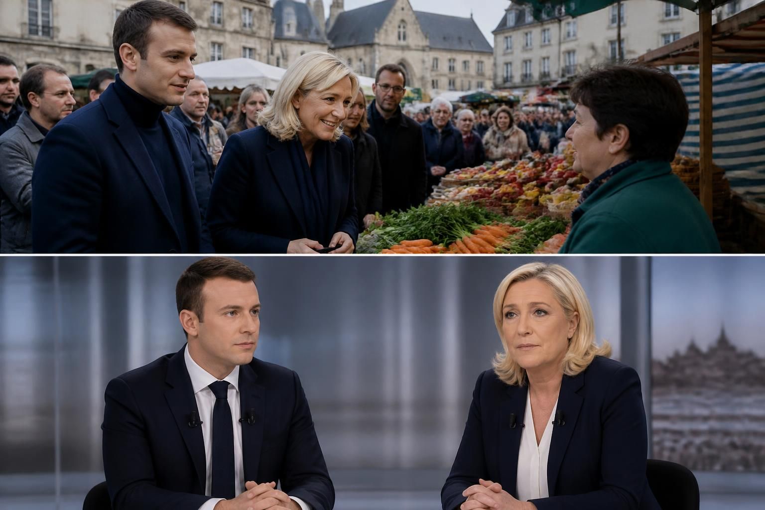 Marine Le Pen et Jordan Bardella en mission à La Flèche (Sarthe) : visite du marché local dans une ville tenue par le RN, suivie d’une interview exclusive au journal de 13h sur TF1 marine le pen et jordan bardella visitent le marché local de la flèche (sarthe), une ville dirigée par le rn, avant une interview exclusive au journal de 13h sur tf1.
