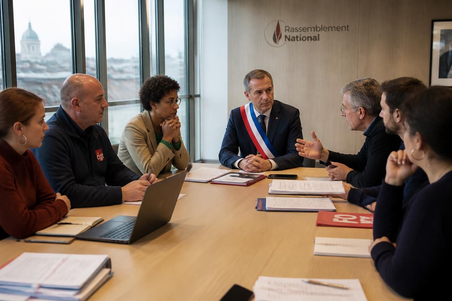 analyse des premières réactions et stratégies des maires rn face aux syndicats après cinq mois en fonction.