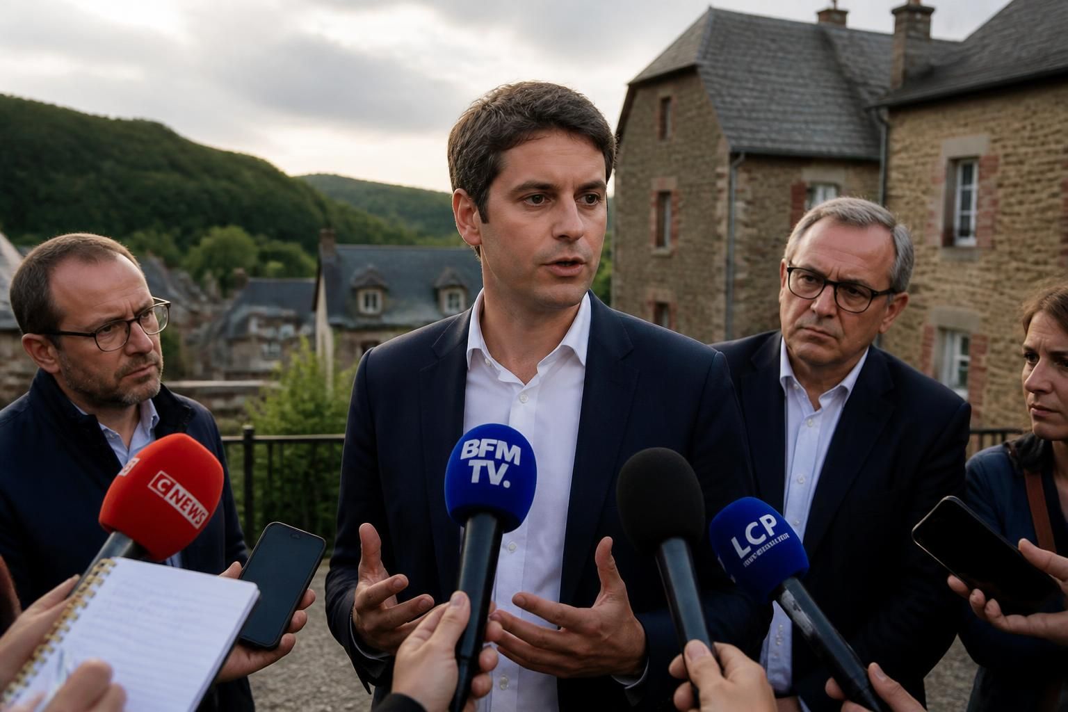découvrez les déclarations de gabriel attal lors de son déplacement à mur-de-barrez, en aveyron, et ses engagements pour la région.