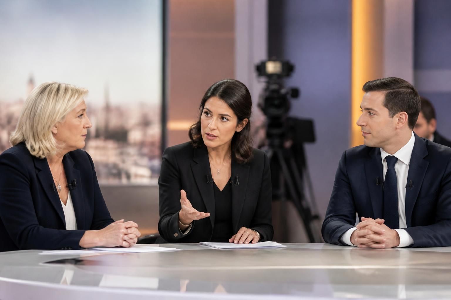 marine le pen et jordan bardella seront présents sur le plateau d'apolline de malherbe sur bfmtv pour débattre des enjeux politiques actuels.