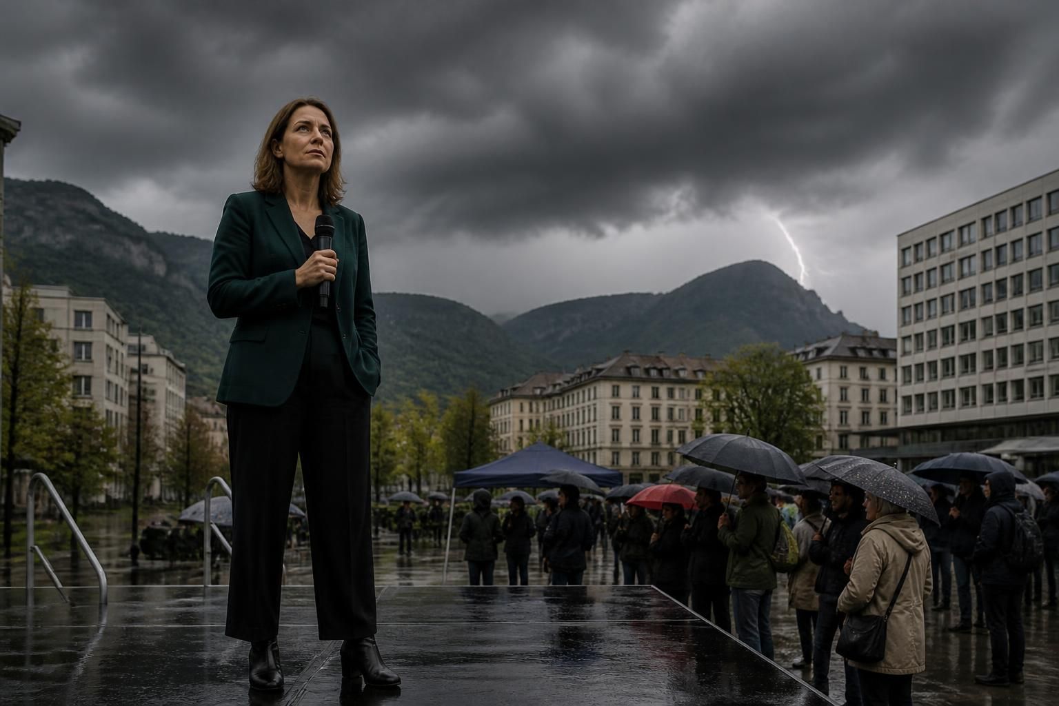 marine tondelier à grenoble : son discours initialement prévu est reporté au 21 août lors des journées d'été des écologistes en raison des orages.