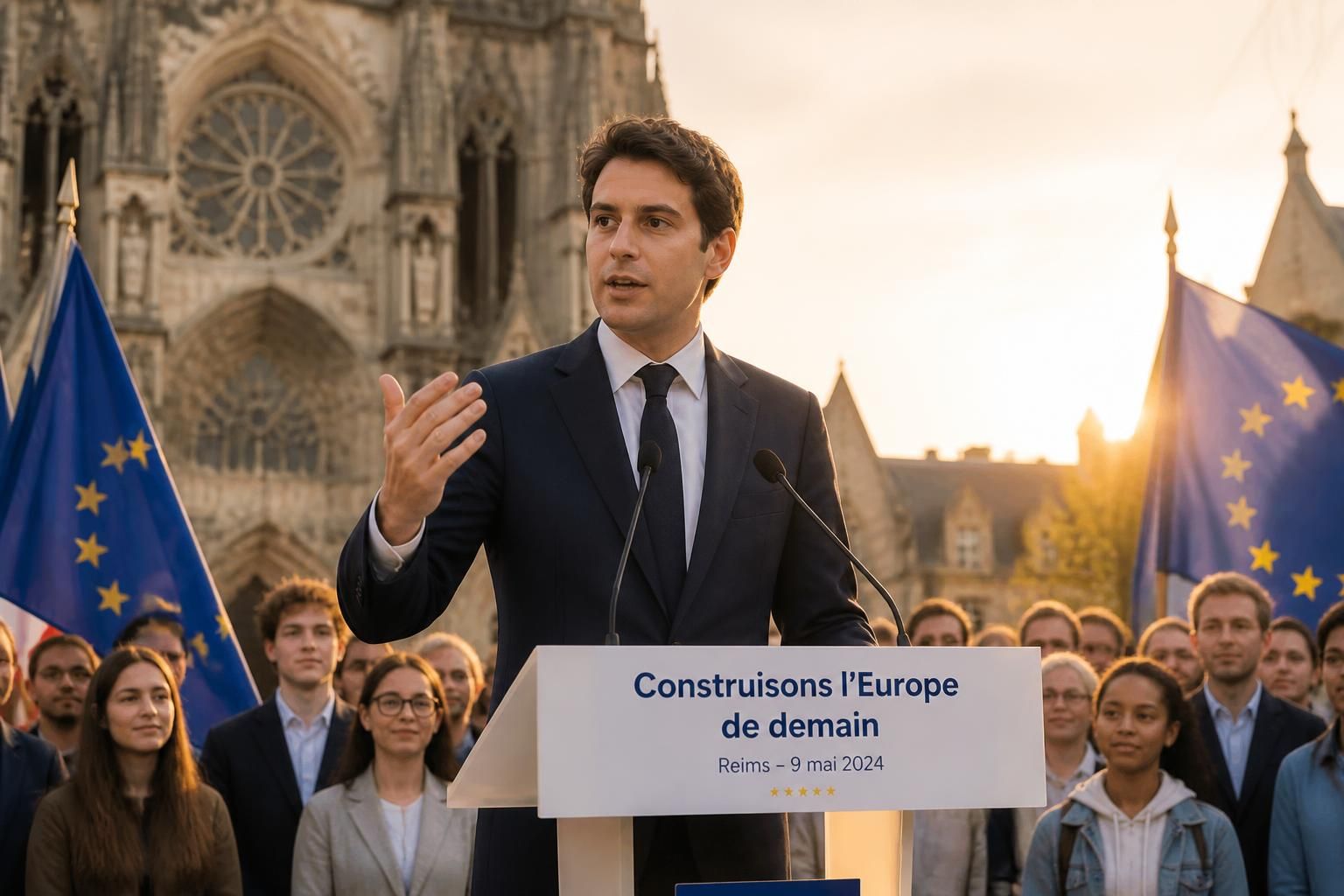 gabriel attal à reims : un discours passionné et engagé sur l'avenir de l'europe, soulignant les enjeux clés et les perspectives lors de sa visite officielle.