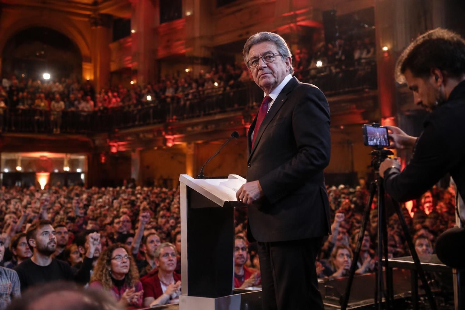 à lyon, jean-luc mélenchon tient un meeting avant de s’exprimer sur x, anciennement twitter.