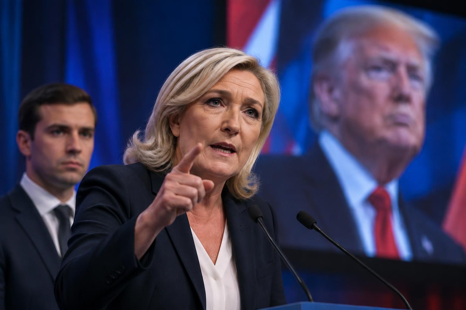 dans l’affaire bardella, marine le pen reprend les codes de donald trump et mise sur une communication offensive pour mobiliser ses soutiens.